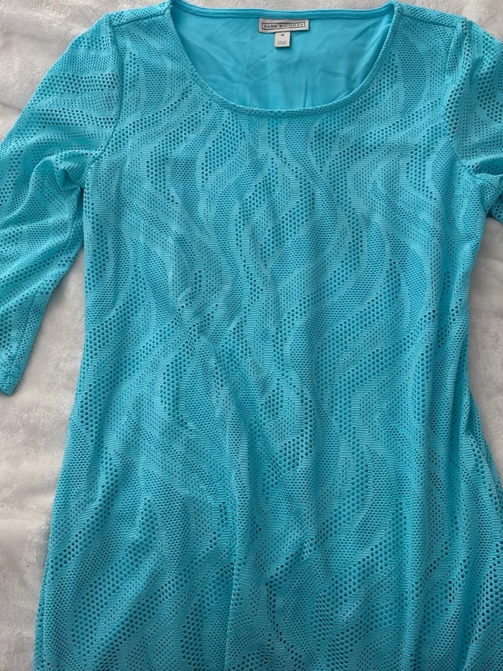 Lightweight Turquoise Knit Scoop Neck Midi Dress